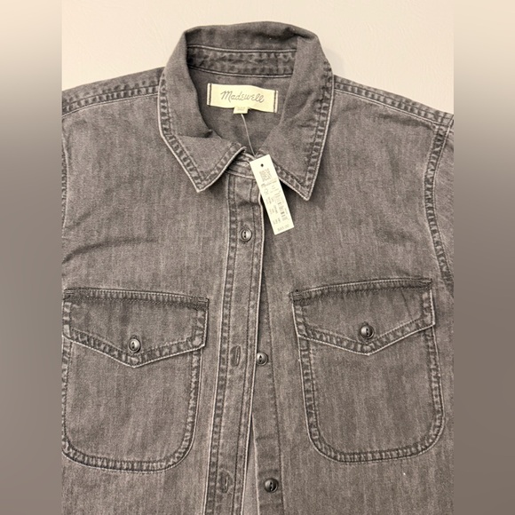 Madewell Denim black Washed Button Down Shirt Size XXS - Picture 3 of 7